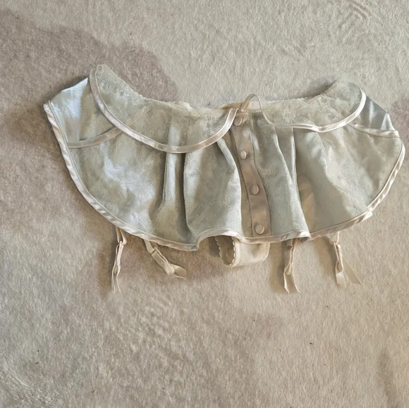Victoria's Secret Maid Apron Satin Skirt Thong Panty Garter NEW! M/L - Picture 1 of 3